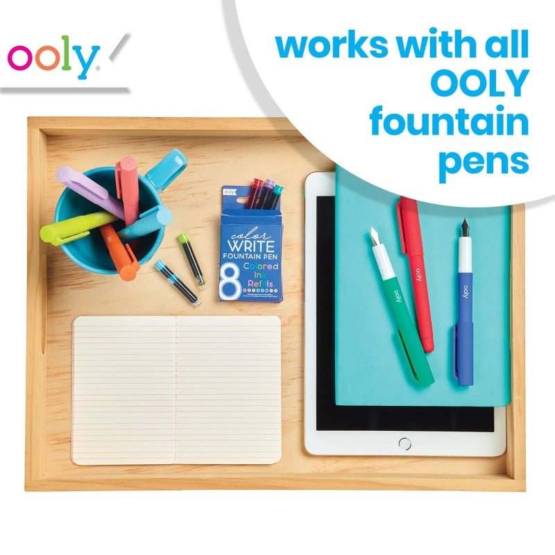 Ooly Color Write Colorful Fountain Pen Ink Refills, Set of 8, Multicolor Refills Compatible with Ooly Fountain Pens Only, School Supplies - Image 3